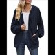 thumbnail image 1 of Sudadera con Capucha y Cremallera para Mujer, de Larga, Informal, de Gran Tamaño, con Bolsillos. Azul Marino L, 1 of 10
