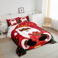 thumbnail image 3 of Feelyou Black Santa Claus Full Size Comforter Sets, Winter Christmas Bedding Comforter Set, Xmas Tree Gift Reversible Bedding Sets, Lightweight Room Decor,3 Pieces, 3 of 8