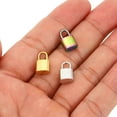 thumbnail image 3 of 10Pcs Charm de candado, mini candado colgante para pulsera, colgante de acero 3D para hacer joyas, plateado, 3 of 6