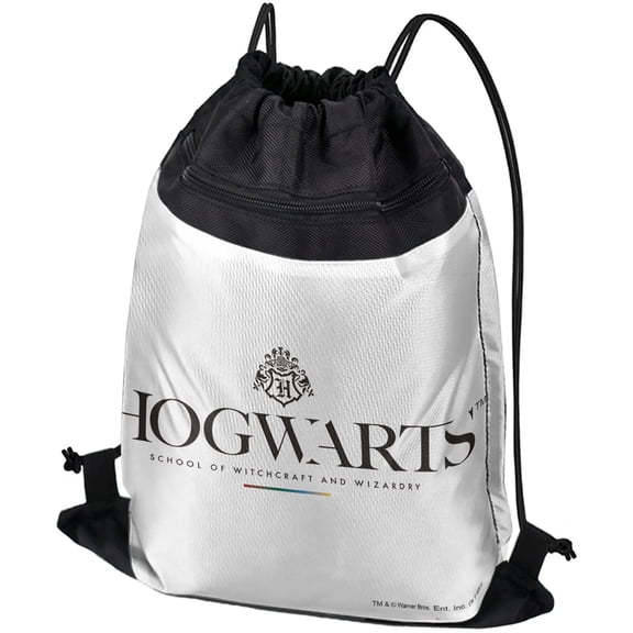Harry Potter Hogwarts Modern Logo Drawstring Backpack Sports Bag Sackpack 17" x 13", Perfect for Gym, Yoga or Practice