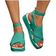 thumbnail image 4 of Straps with Buckles Womens Fashionable And Casual Solid Color Wrap-Around Strap Buckle Roman Sandals, 4 of 9