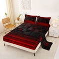 thumbnail image 2 of jejeloiu Modern Geometric Aesthetic Full Size Sheets,Red Black Plaid Stripes Pattern Bed Sheets For Boy,4 Pieces, 2 of 6