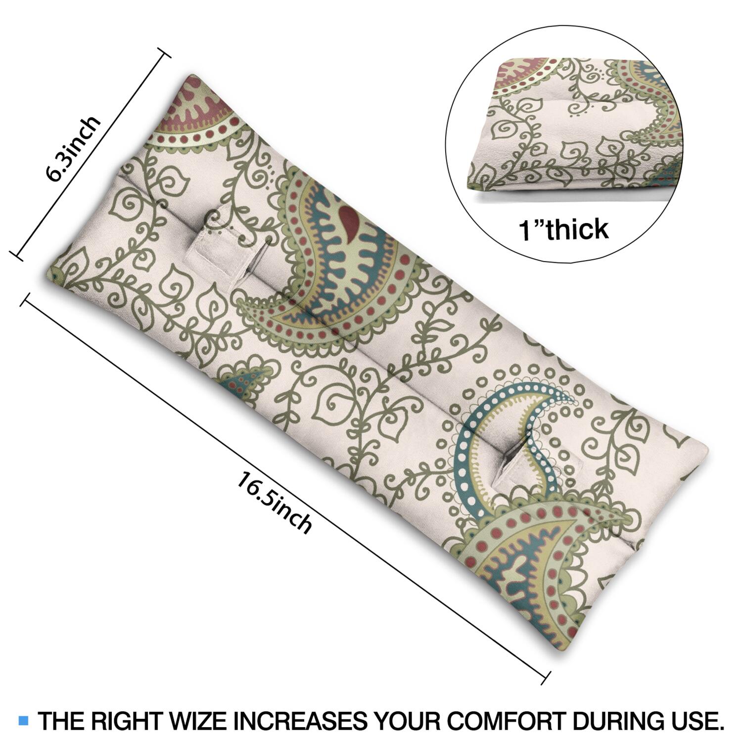 Ethnic Abstract Paisley Art Seatbelt Pillow - Post-Surgery Mastectomy Heart Surgery Recovery Cushion - Decorative Print Car Travel Pillow for Women