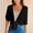 Black plus size v neck blouse a1, variant on Women Plus Size V Neck 3/4 Sleeve Knot Front Blouse Casual Tops Vacation Fashion Clothes, Black M