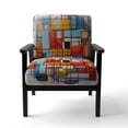 thumbnail image 4 of Designart "Abstract Geometric Composition I" Multi-Color Abstract Spirals Upholstered Accent Chair - Modern Arm Chair For Bedroom, 4 of 5