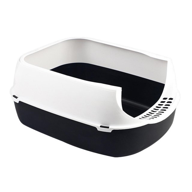 Caja de Arena para Gatos/caja de Arena Abierta/inodoro para Gatos/caja de Arena para Gatos con Pantalla Lateral para Mascotas Pequeñas Gatitos Conejos Negro Sunnimix Bandeja para arena para gatos