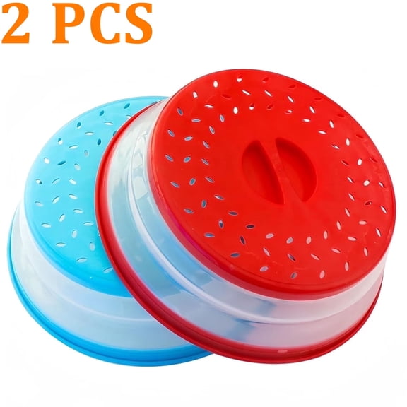 OFEFE Pack of 2 Collapsible Microwave Food Cover, Splatter Guard,Vented Microwave Lid for Food,10.5inch, BPA Free Tpr, Dishwasher Safe