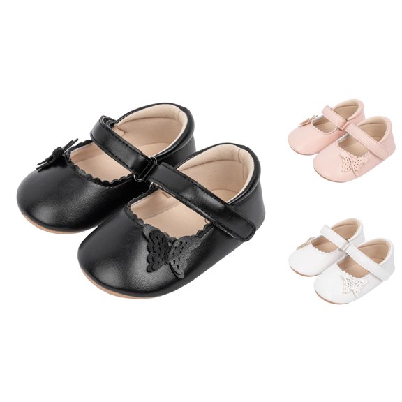Gyujnb Baby Girls Butterfly Mary Jane Shoes Adjustable Strap Soft Sole for First Walkers,18