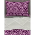 thumbnail image 3 of Victorian Comforter & Sham Bedding Set, Cheery Toned Damask Motif Flower Scrolling Branches and Leaves Rococo, 3 pcs Duvet Set Microfiber Filling Quilt, 5 Sizes, Purple Pale Pink, by Ambesonne, 3 of 4