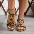 thumbnail image 2 of Rokment Leopard Flat Dress Sandals for Women Fashion Boho Beaded Elastic Ankle Strap Walking Slip on Beach Casual Slingback Summer Shoes 2026, 2 of 7