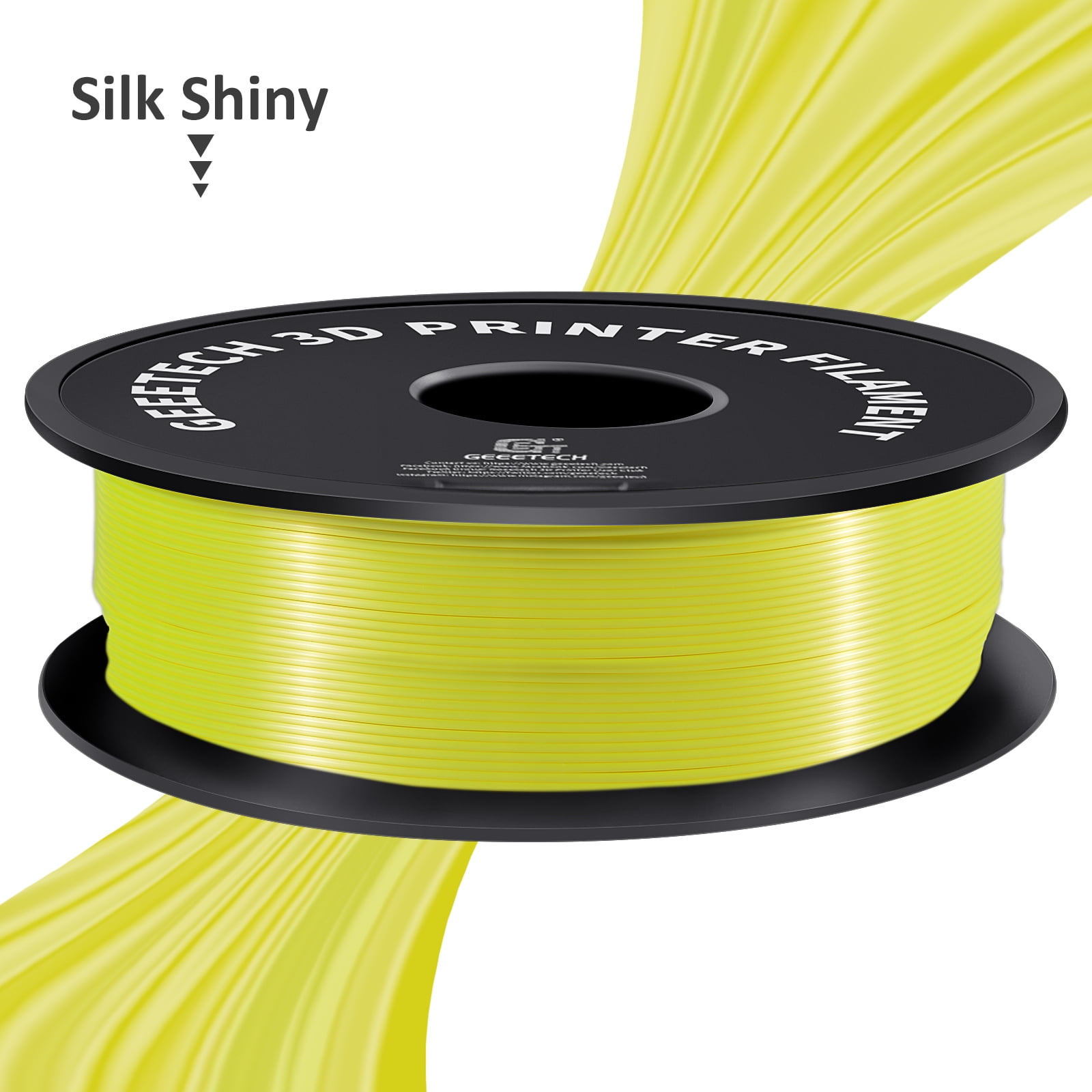 Geeetech Silk Yellow 3D Printer PLA Filament 1KG Toughness Enhanced Filament with 1.75mm Dimensional Accuracy +/-0.03mm, 1080 Feet per Roll, Vacuum Packaging