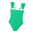 thumbnail image 7 of mgoYE Swim Suits Teens Girls Girls Swimsuit Ruffle Adjustable Straps One Piece Bathing Suit Solid Color Ruched Girls' Swimwear(Mint Green,2-3 Years), 7 of 7