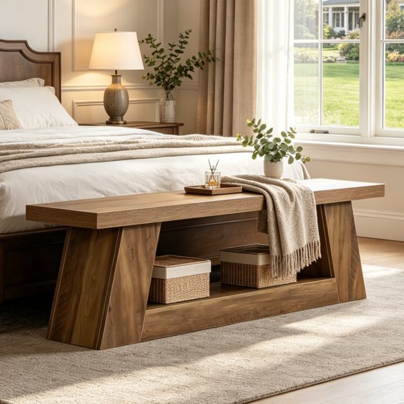 Fnova 63 Inch Modern Wooden Entryway Bench, Narrow Storage Bench with Open Shelf for Living Room Bedroom Hallway Entryway