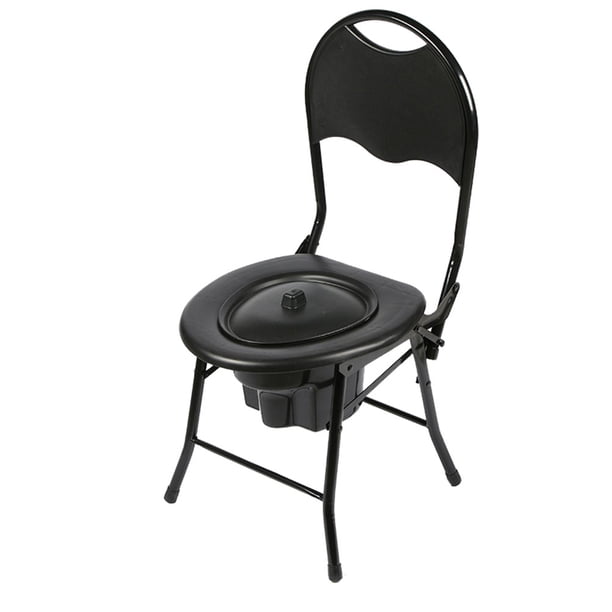 Silla de baño plegable para personas mayores, estable, multifunción, móvil, de alta resistencia, para niños con discapacidad y mujeres embarazadas, color negro (silla y barril)