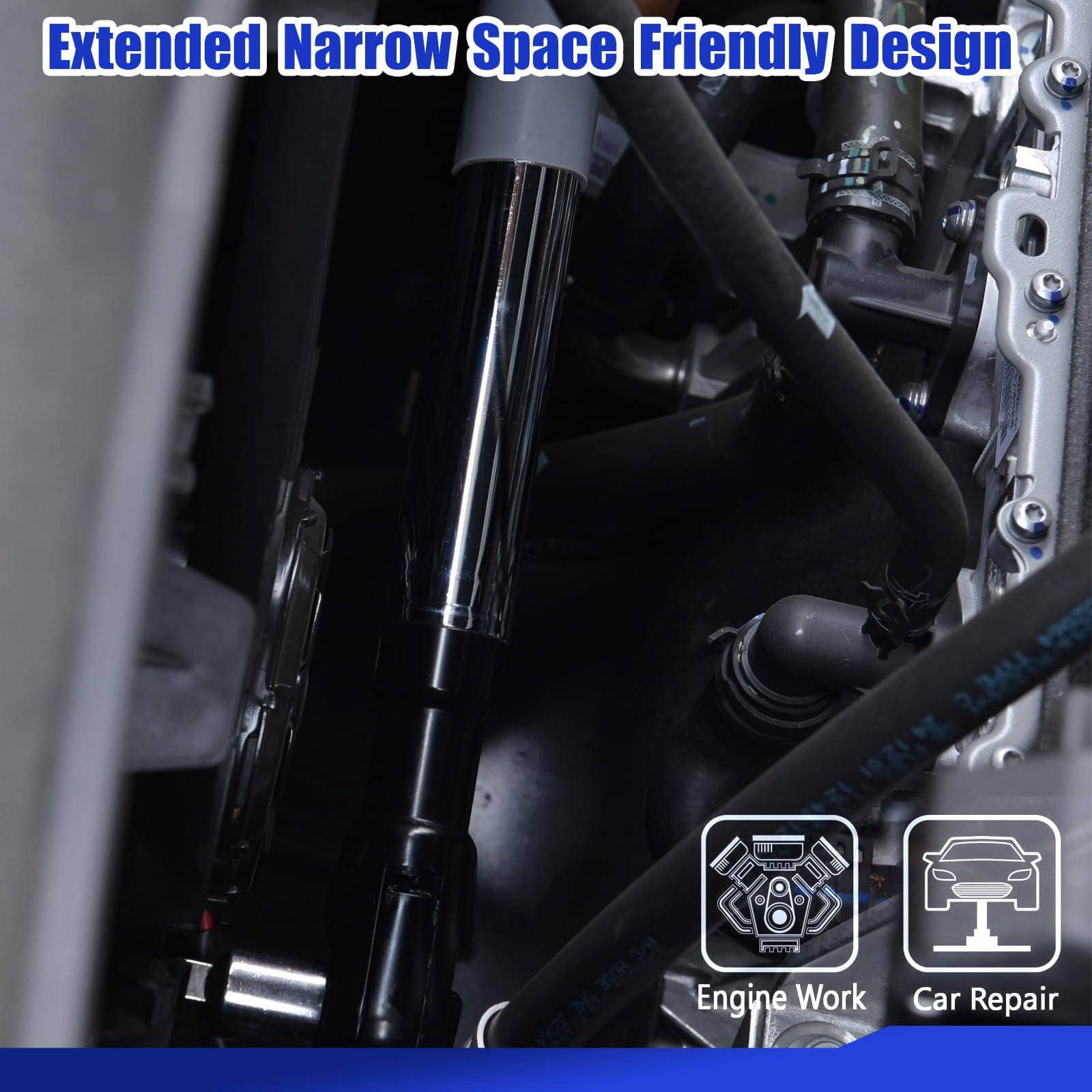 Hardvoro 1/2 Heavy Duty Offset Extension, for Electric Drill with 3/8" & 1/4" Adapters set, Impact Ratchet Extender for Tight Spaces