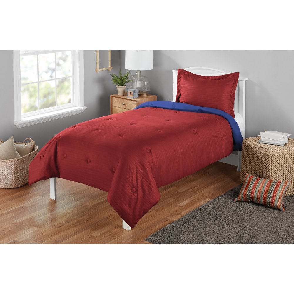 Mainstays Seersucker Twin or Twin XL Solid Reversible Mini Comforter