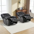 thumbnail image 5 of Bonzy Home Recliner Chair Set of 2 with Massage and Heat Overstuffed Fabric Metal frame Manual Reclining Chair Sofa for Living Room, 5 of 7