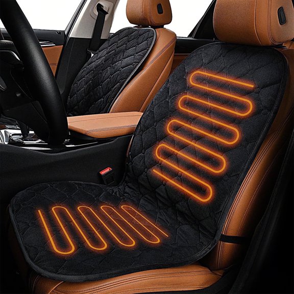 Car Seat Heater, Black Universal 12V Car Heated Seat Cushion, Cigarette Lighter Heated Seat Cushion, Temperature Adjustable, Fast Heating, Soft Warm Heating Pad for Most Auto (Driver)