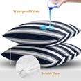 thumbnail image 4 of Navy Blue Gray Stripe Throw Pillow Covers 20x20 Inch Set of 2, Modern Farmhouse Horizontal Striped Waterproof Outdoor Pillow Covers, Decorative Cushion Pillowcases for Couch, Sofa, Bed, Garden, Patio, 4 of 9