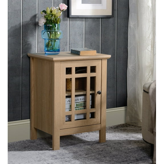 Light Oak End Table With Cabinet