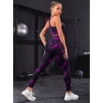 thumbnail image 5 of Estella's Workout 2 Pcs Leggings and Sports Bra Set. Ultra-Comfort Seamless High-Waist Leggings with Full-Support, Racerback Sports Bra-Purple, 5 of 5