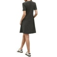 thumbnail image 3 of Sweater Dress for Women Short Sleeve V Neck A-Line Striped Knit Dresses XS Dark Gray, 3 of 6