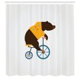 thumbnail image 3 of Ambesonne Cartoon Shower Curtain, Bear Bicycle Circus, 69"Wx75"L, Brown Yellow, 3 of 5