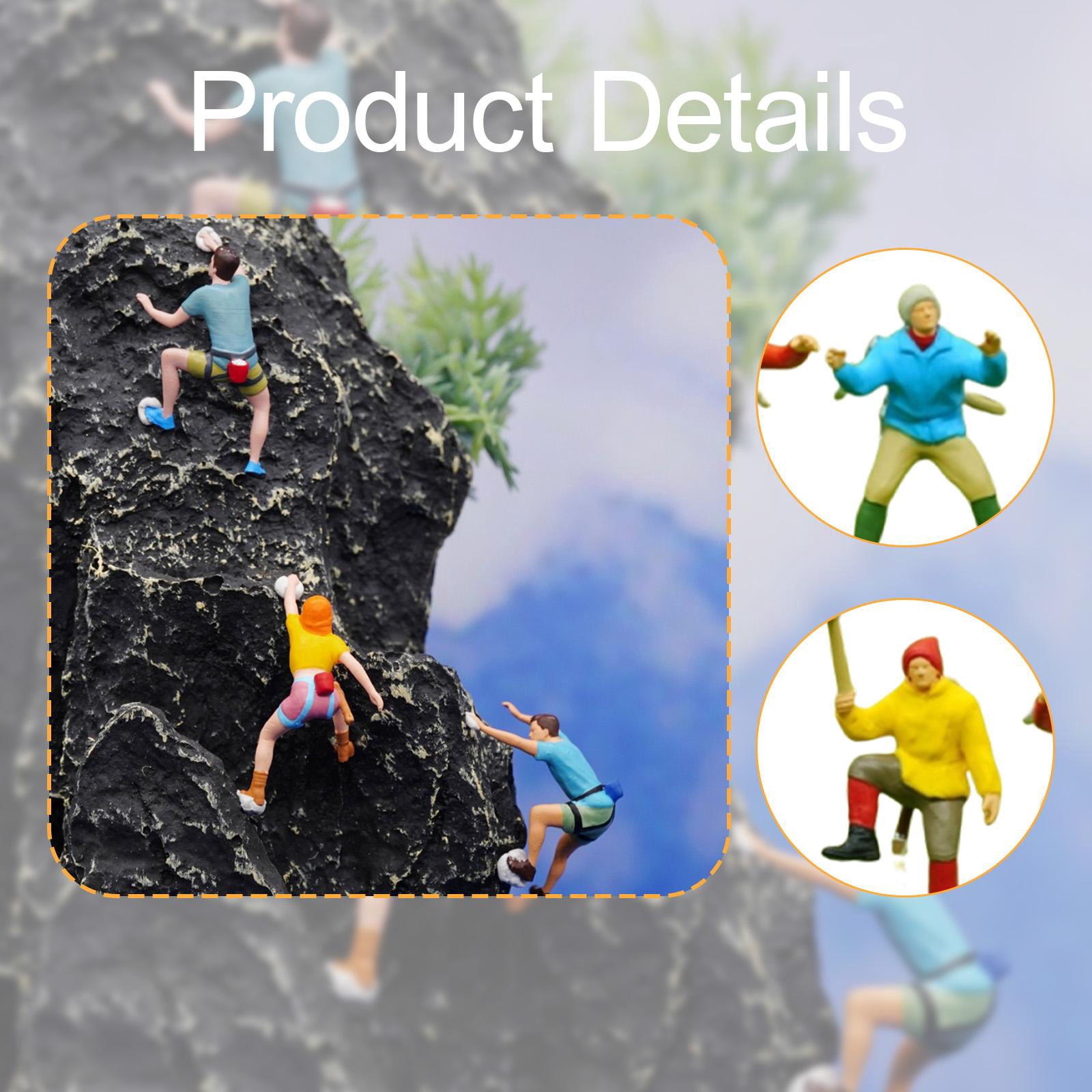 LeeQinersw 3 Pieces 1/64 Miniature Figures Mountain Climbing Ornaments for Collectibles