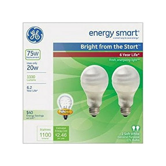 Ge Es Cfl Bulb Spiral Medium 120 W 1100 Lumens 2700 K Energy Star Bx Frosted White