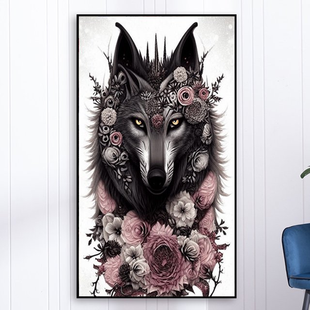 Cuadros Decorativos 5D bricolaje taladro redondo completo diamante pintura lobo Kit arte decoración del hogar (NH3249) Wdftyju embutido en tela
