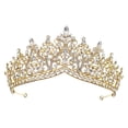 thumbnail image 2 of Tiara de boda, tocado nupcial, corona de regalo, diadema elegante, diadema con corona, diadema para banquete nocturno, fiesta de graduación para mujer Estilo B Dorado, 2 of 7