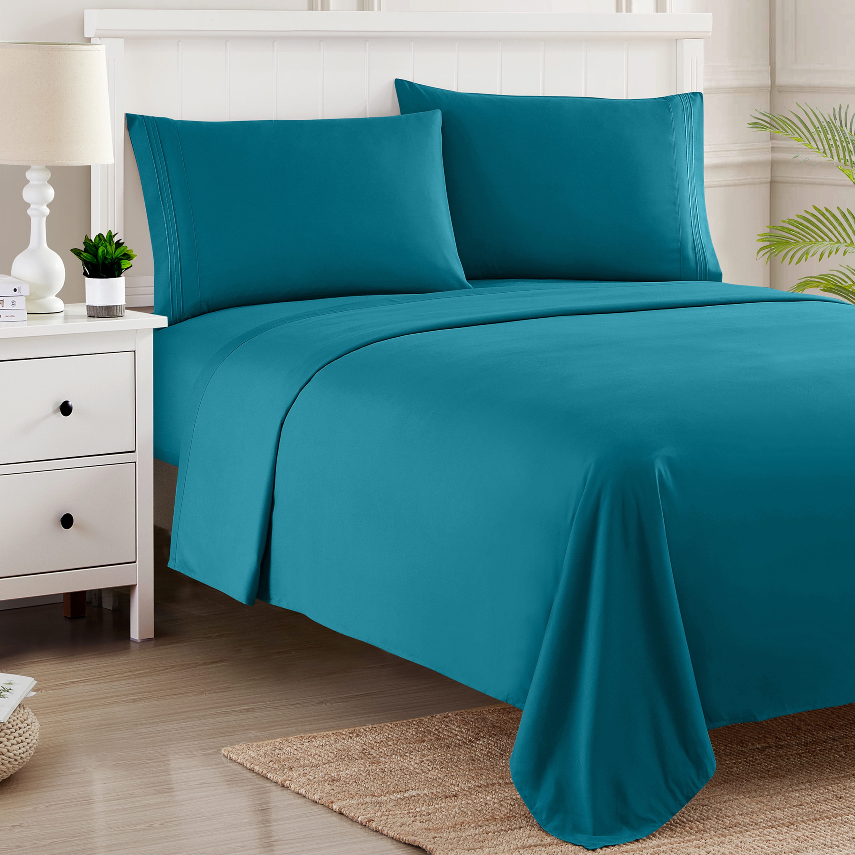 Sweet Home Collection 1800 Series Bed Sheets Extra Soft Microfiber Deep Pocket Sheet Set Teal King