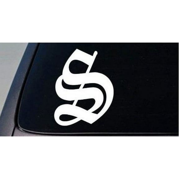 LETTER S 6" STICKER DECAL OLD ENGLISH TRUCK CAR WINDOW TEACH GIRL CRAFT COLLEGE