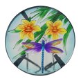 thumbnail image 2 of Alpine Corporation 14" Folding Glass Round Table with Flowers & Dragonfly, 2 of 4