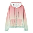thumbnail image 4 of UAMVSH Long Sleeve Hoodie for Women Trendy Gradient Printed Hooded Jackets with Pockets Casual Full Zip up Drawstring Sweatshirt Coats(Large,Multicolor 1), 4 of 5