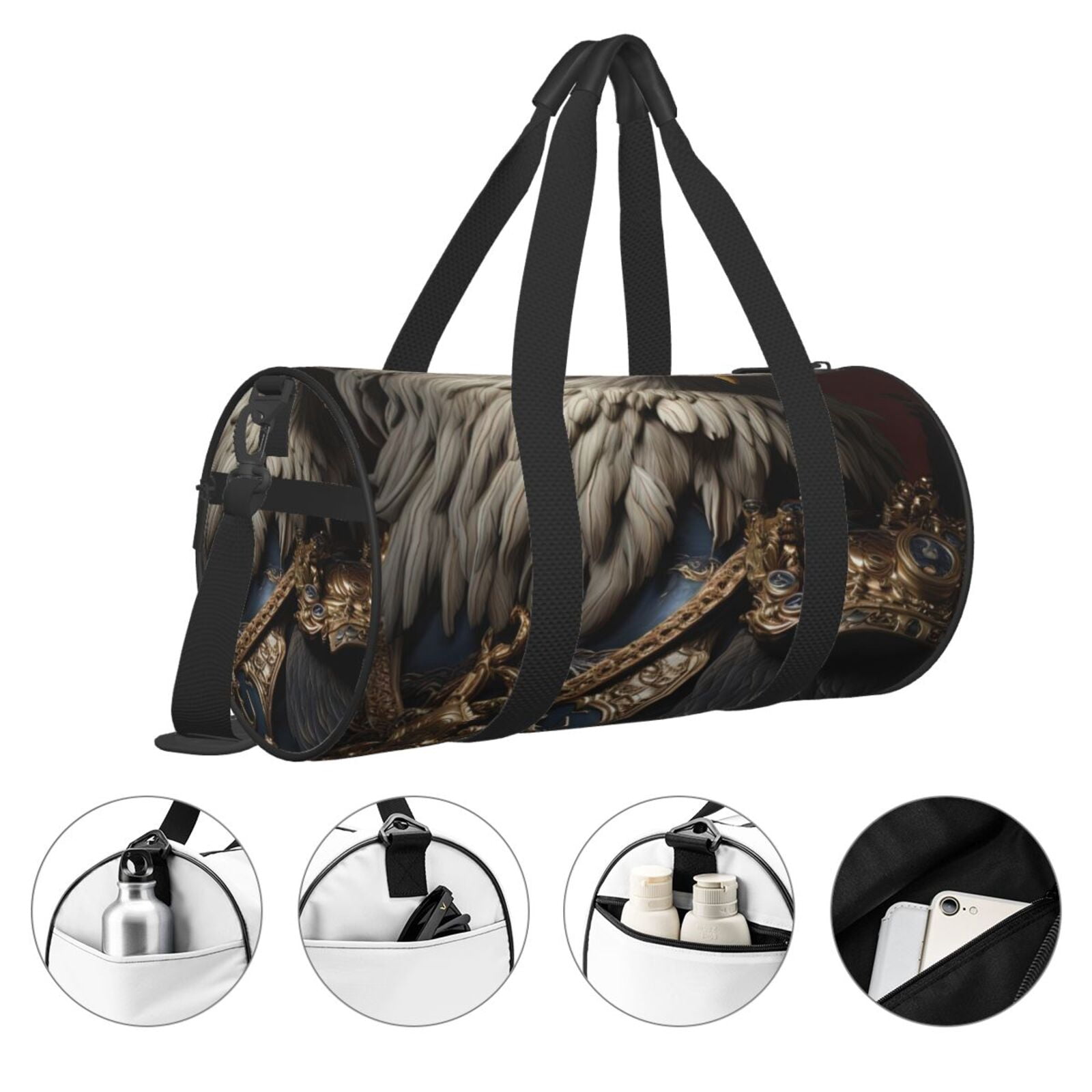 Vsdgher Noble Style Bald Eagle 45L Foldable Duffel Bag, Sports Gym Bag,Overnight Bag, Portable Weekender Bag for Airplanes