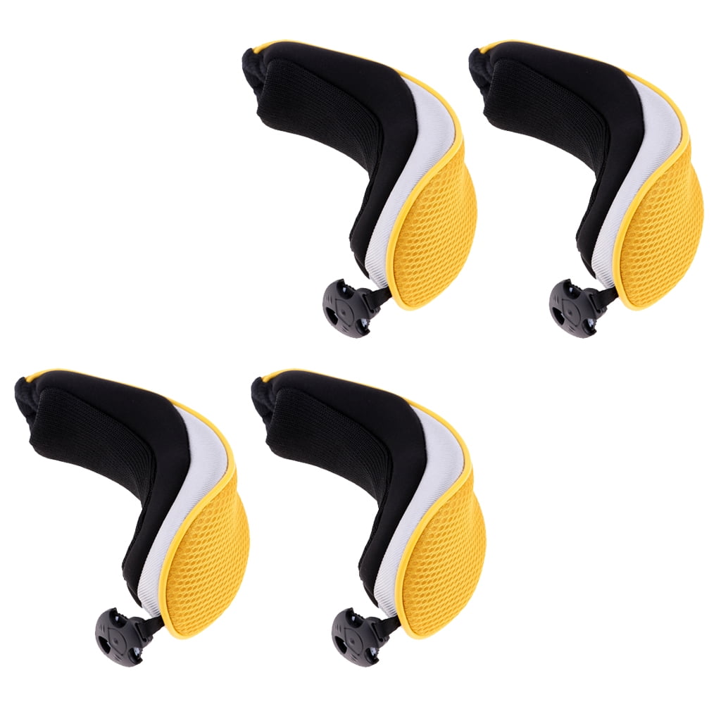 Axioma 4 Pieces Golf Hybrid UT Club Head Cover Headcover with Number Tag Yellow