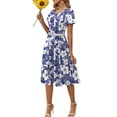 thumbnail image 6 of Fantaslook Summer Dresses for Women Casual Short Sleeve Pleated Dress Flowy Floral Dress with Pockets Flare Midi Sundress, 6 of 10