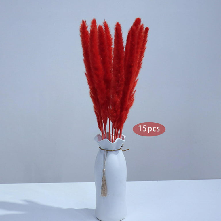 Red Pampas Grass Decor Tall, 8pcs 31.5 Natural Dried Pompas Floral with  Dried Plant Aroma, Noble, Romantic ,Elegant Large Dried Flowers for Living