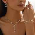thumbnail image 2 of Faty-T Bridal Wedding Jewelry Set Rhinestone Necklace Earrings Sets Crystal Formal Costume Jewelry for Women and Brides, 2 of 7