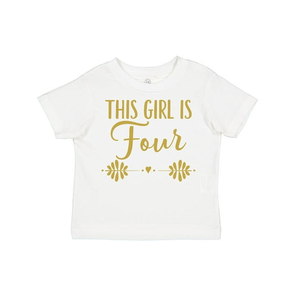 Inktastic 4th Birthday Gold 4 Year Old Party Girls Girls Toddler T-Shirt