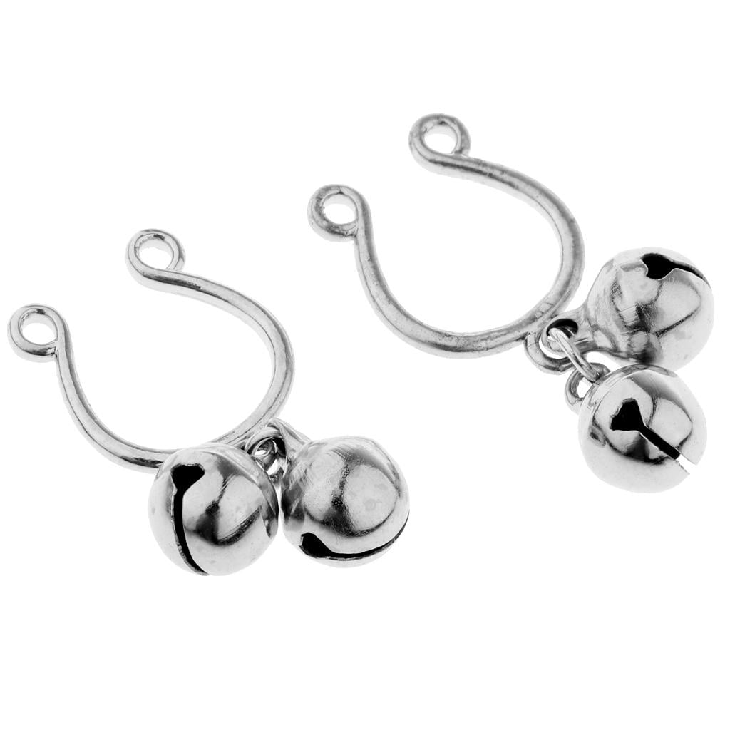 Stainless Steel Non Pierced Body Jewelry Fake Nipple Piercing Adjustable Non piercing Nipple Noose Ring Silver 
