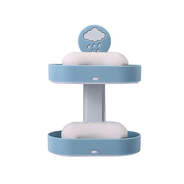 Jabonera de doble capa con ventosa, soporte para jabón, baño, bañera y fregadero de cocina, extraíble