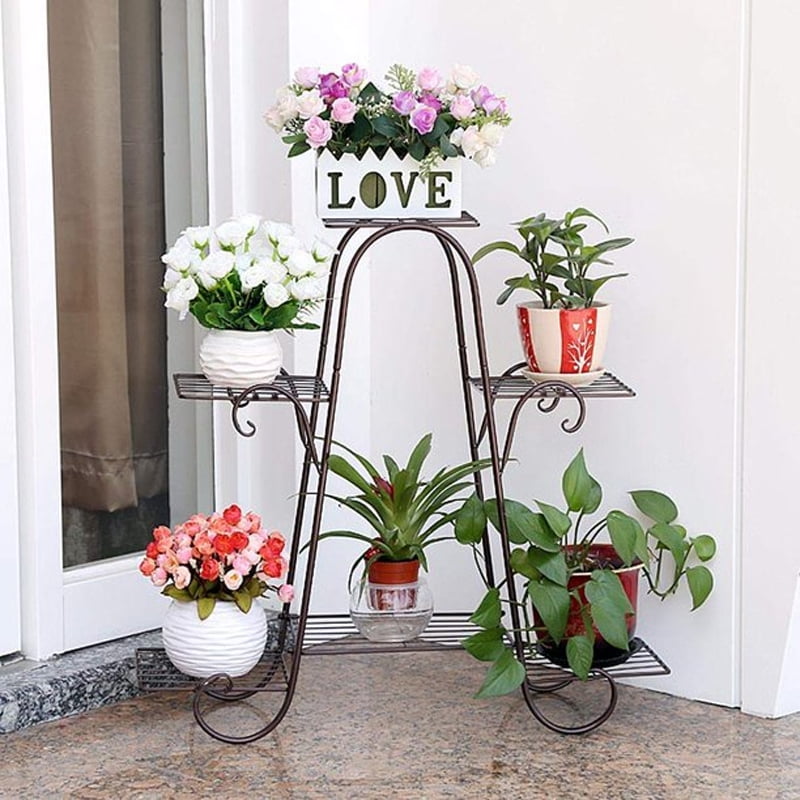 6 Tier Bronze Wrought Iron Flower Stand Plant Display Stand Shelf