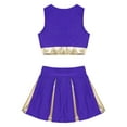 thumbnail image 4 of DPOIS Kids Girls Cheerleading Costume Skirt Set Crop Tops Pleated Skirt Purple 16, 4 of 7