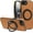 Brown, variant on REQO Magnetic Case for iPhone 16E/SE4, Slim Business Leather Cover with Rotation Metal Ring Stand Wireless Charging Phone Case