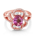 thumbnail image 2 of Gem Stone King 18K Rose Gold Plated Silver Statement Ring Set with Oval Pink Mystic Topaz (3.02 cttw) (Size 7), 2 of 3