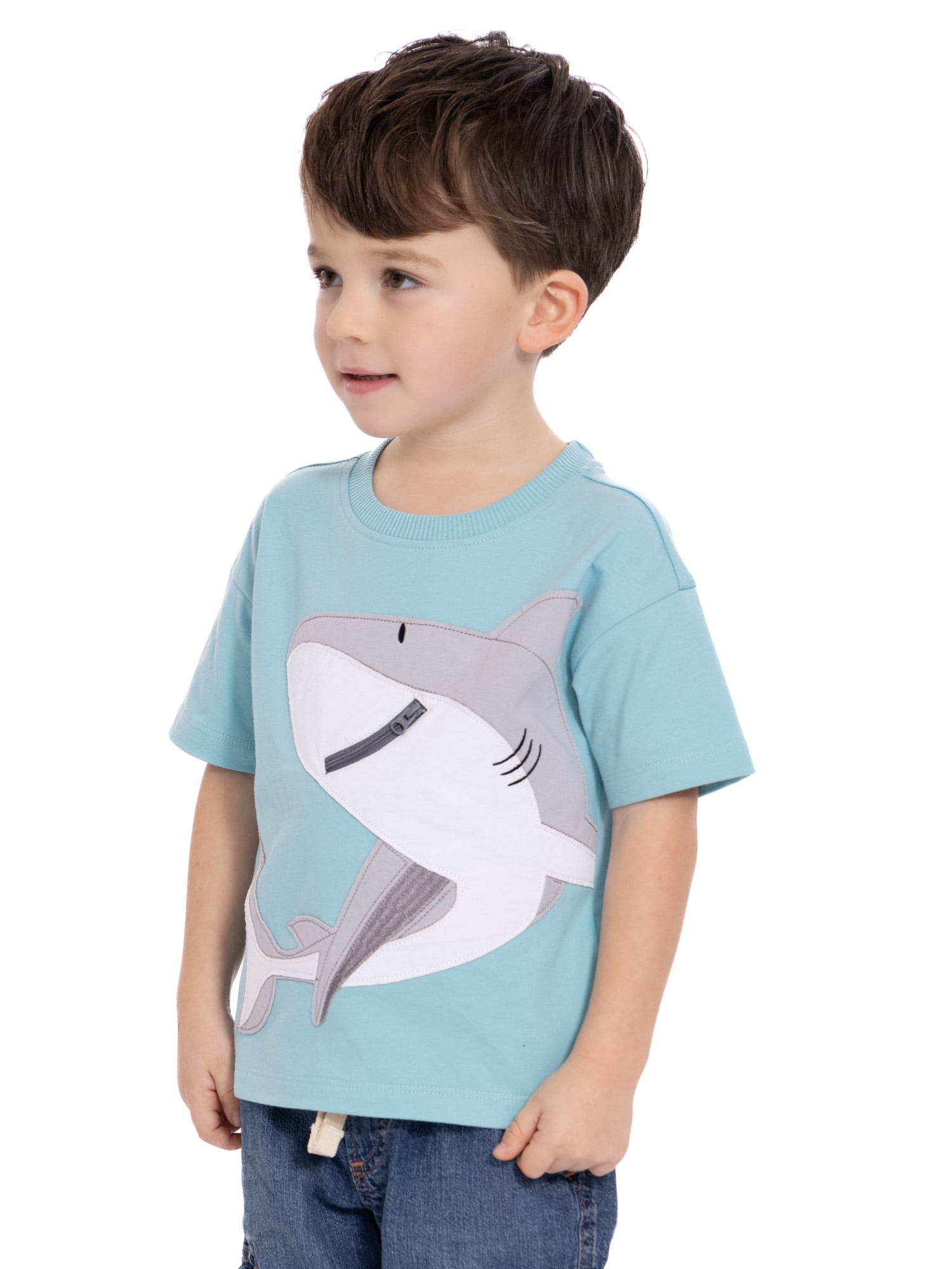 Wonder Nation Toddler Boys Short Sleeve Graphic Tee with Zipper Pocket, Sizes 12M-5T