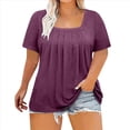thumbnail image 3 of Tops de Talla Grande para Mujer, Corta, Cuello Cuadrado, Túnica Holgada de Verano para Leggings. Vino Tinto 4XL, 3 of 7