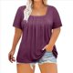 thumbnail image 3 of Tops de Talla Grande para Mujer, Corta, Cuello Cuadrado, Túnica Holgada de Verano para Leggings. Vino Tinto XXL, 3 of 7